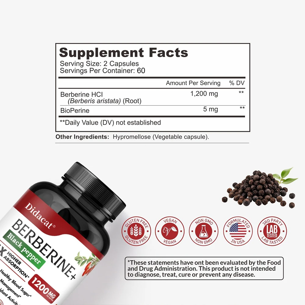 مكمل بربارين HCl لعملية التمثي - مراجعة Berberine Hcl Capsule وسعره