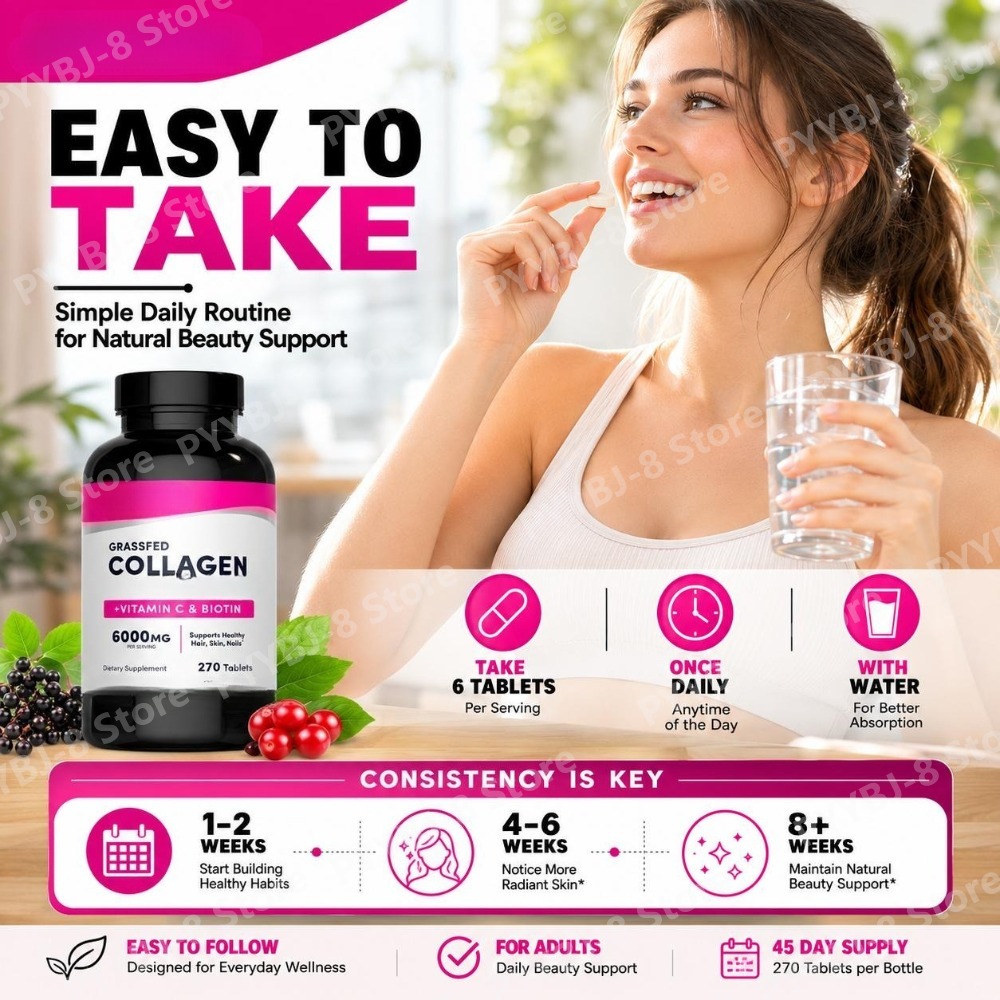 أقراص الكولاجين 6000 ملغ مع في - مراجعة Collagen Peptide Powder وسعره