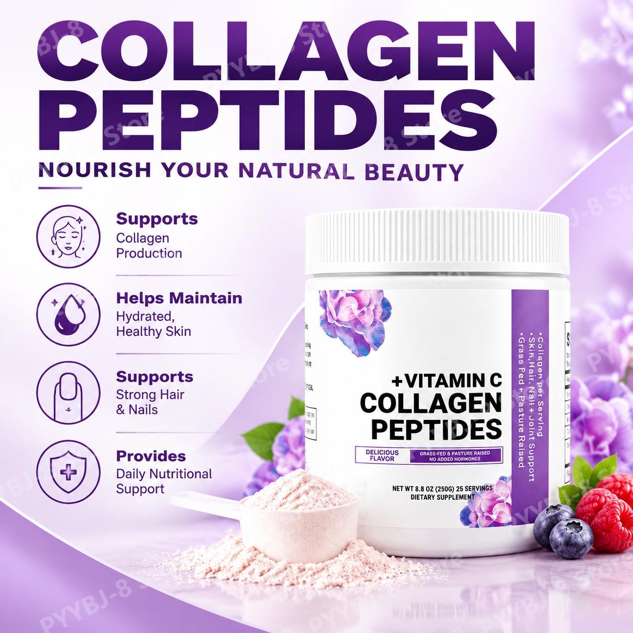مسحوق ببتيدات الكولاجين مع حمض - مراجعة Collagen Peptide Powder وسعره